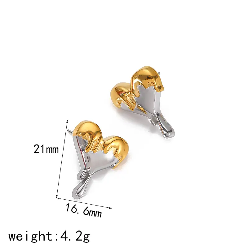 1 paire de boucles d'oreilles à tige simples en forme de cœur en acier inoxydable plaqué or 18 carats pour femmes h5 Image2